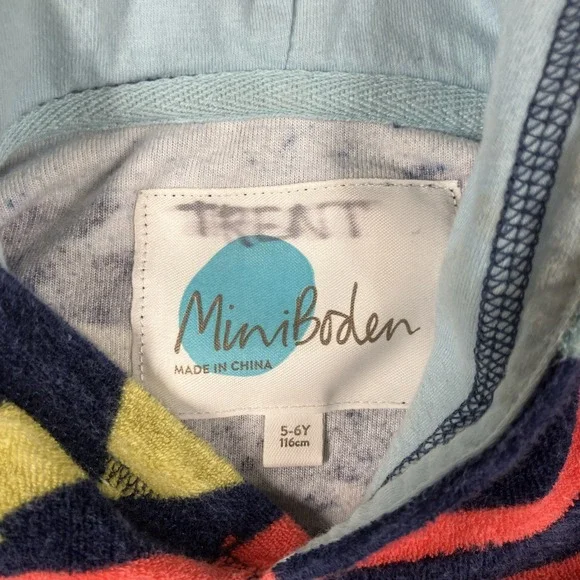 Mini Boden SIze 5-6 Years Shark Towel Swim Cover Blue Hooded Stain - Picture 9 of 10